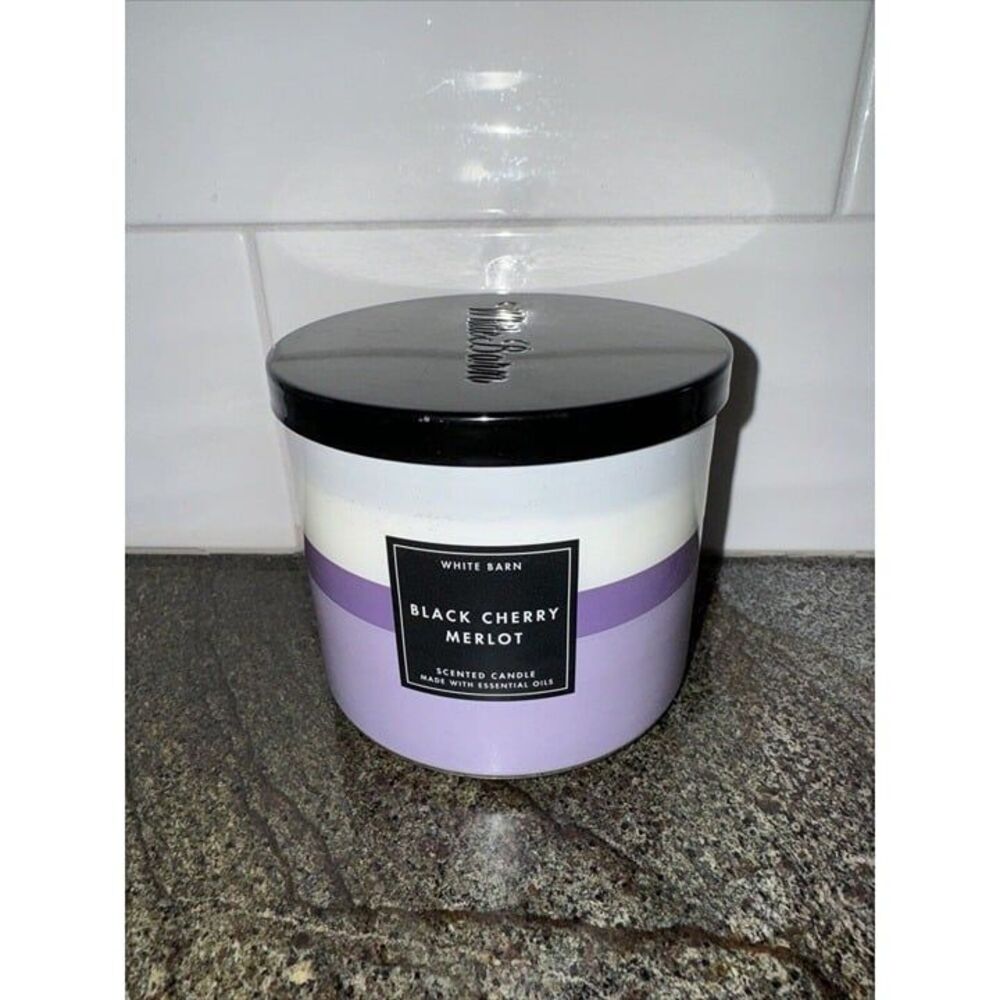 Bath And‎ Bodyworks Black Cherry Merlot White Barn 3 Wick Jar Candle